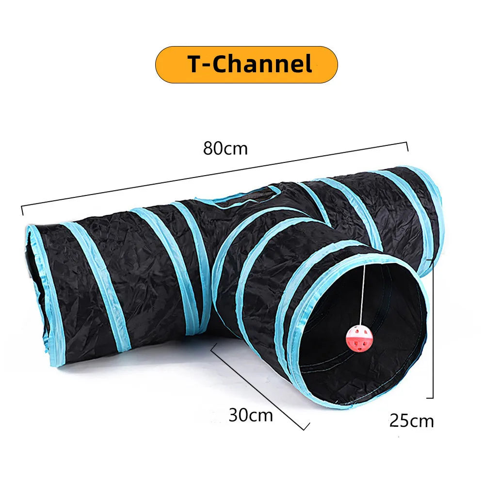 Foldable Cat Play Tunnel, Crinkle Peek-a-Boo Tube Toy