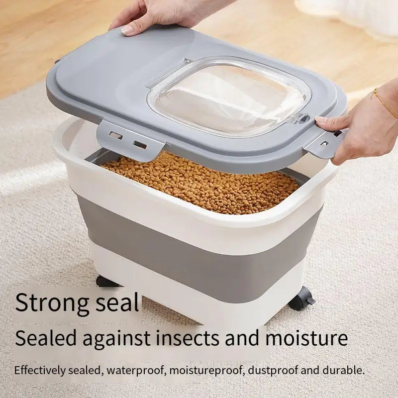 Collapsible Airtight Pet Food Storage Container with Lid, 13-33 lb