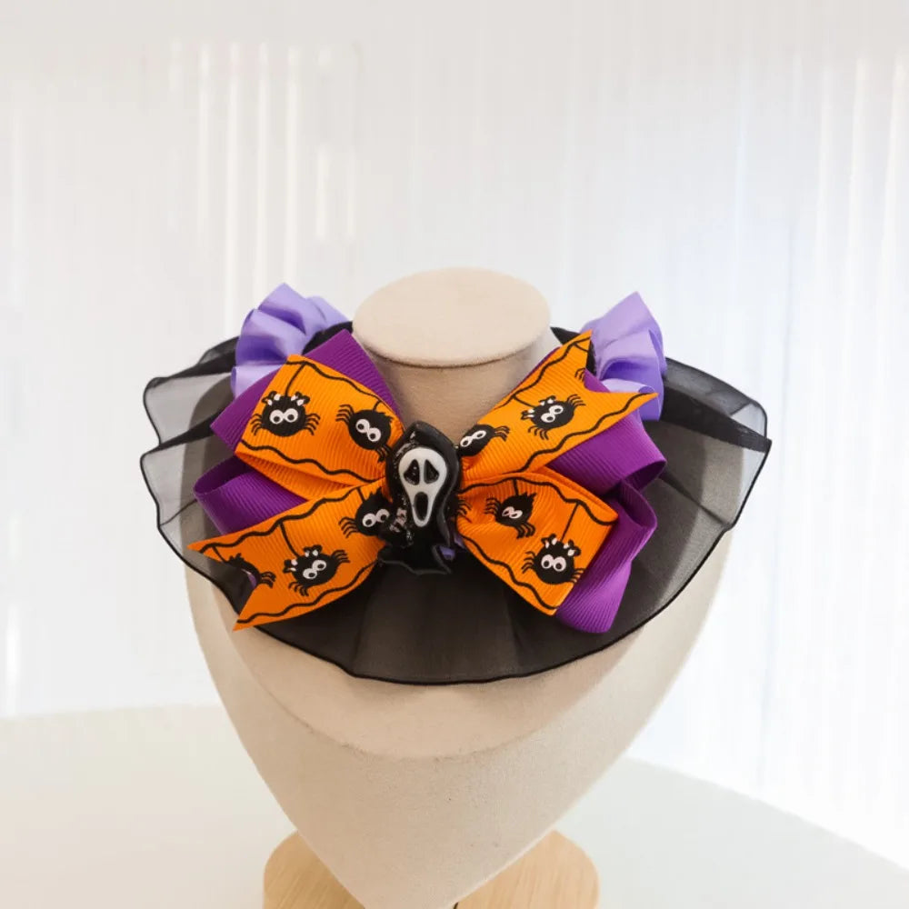 Halloween Lace Pumpkin Bat Wings Collar Bib for Cats & Dogs