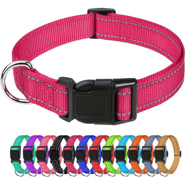 Adjustable Nylon Dog Collar, Soft Buckle Collar for Puppies & Dogs