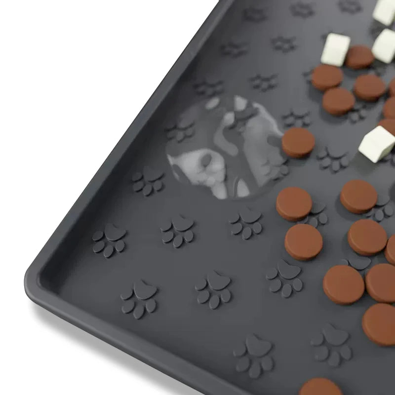 Waterproof Silicone Pet Food Mat, Non-Slip Bowl Placemat for Dogs