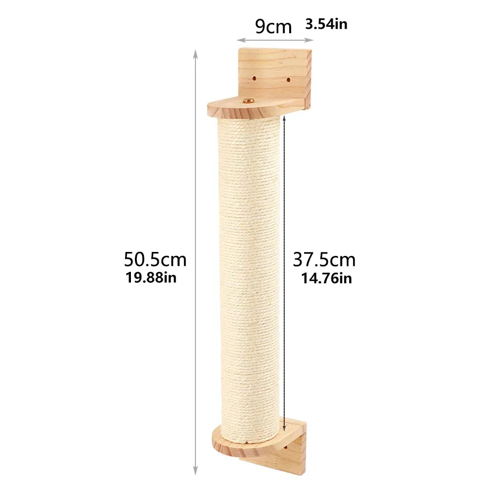 Wall-Mounted Cat Climbing Shelf Set with Scratching Post & Hammock