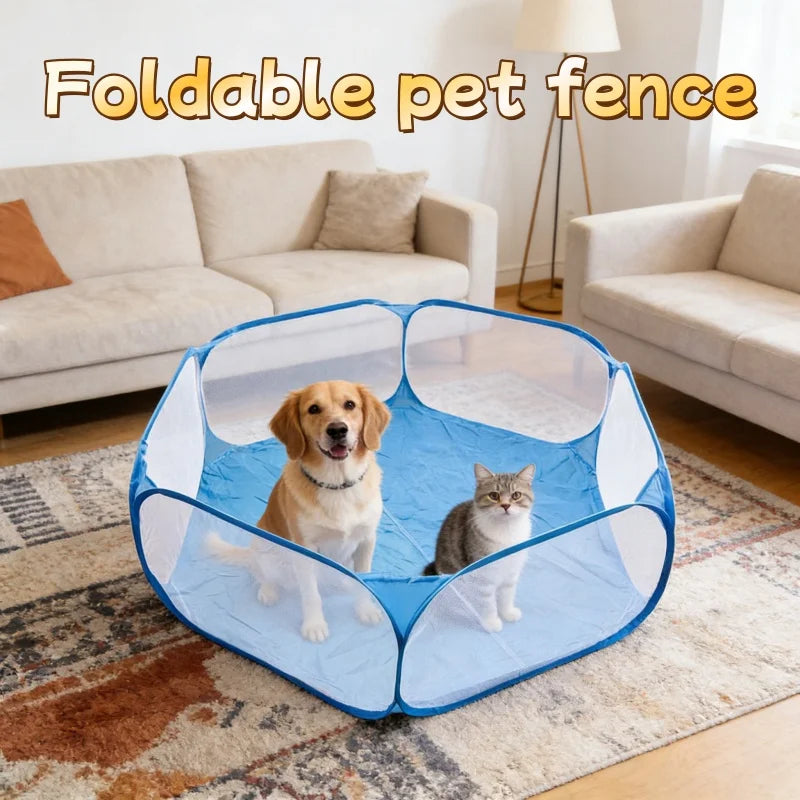 Foldable Clear Small Pet Playpen for Rabbits, Guinea Pigs & Hamsters