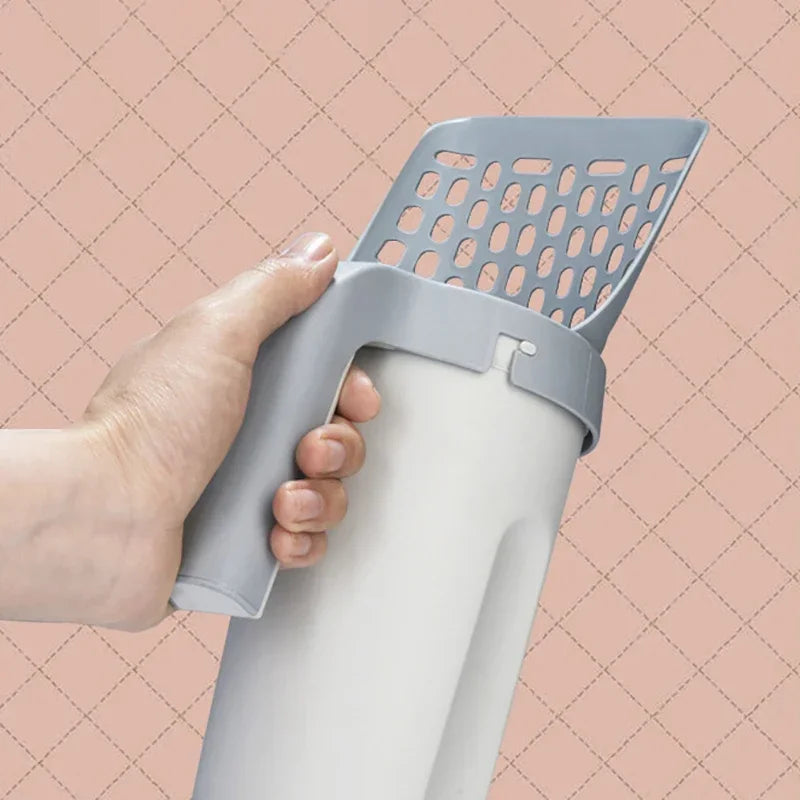 All-in-One Cat Litter Scooper with Built-In Waste Bag Holder