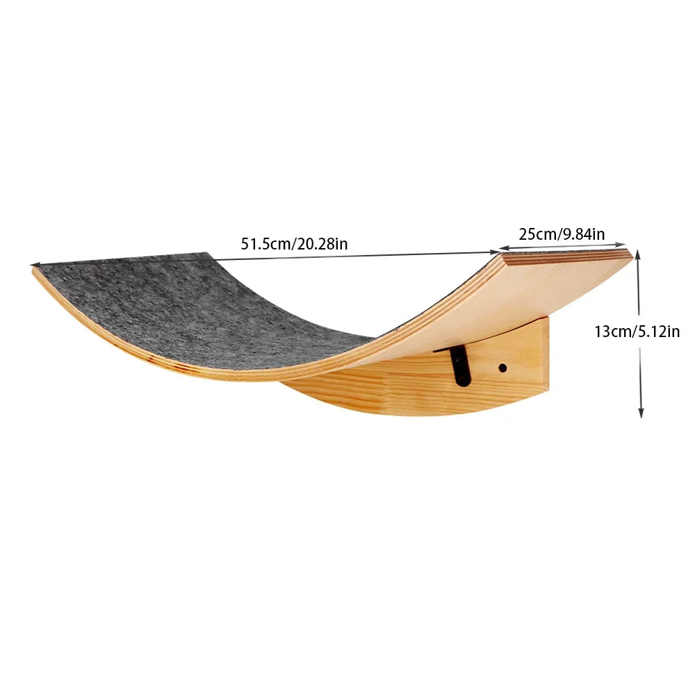 Wall-Mounted Curved Cat Shelf Steps with Cozy Perch Bed