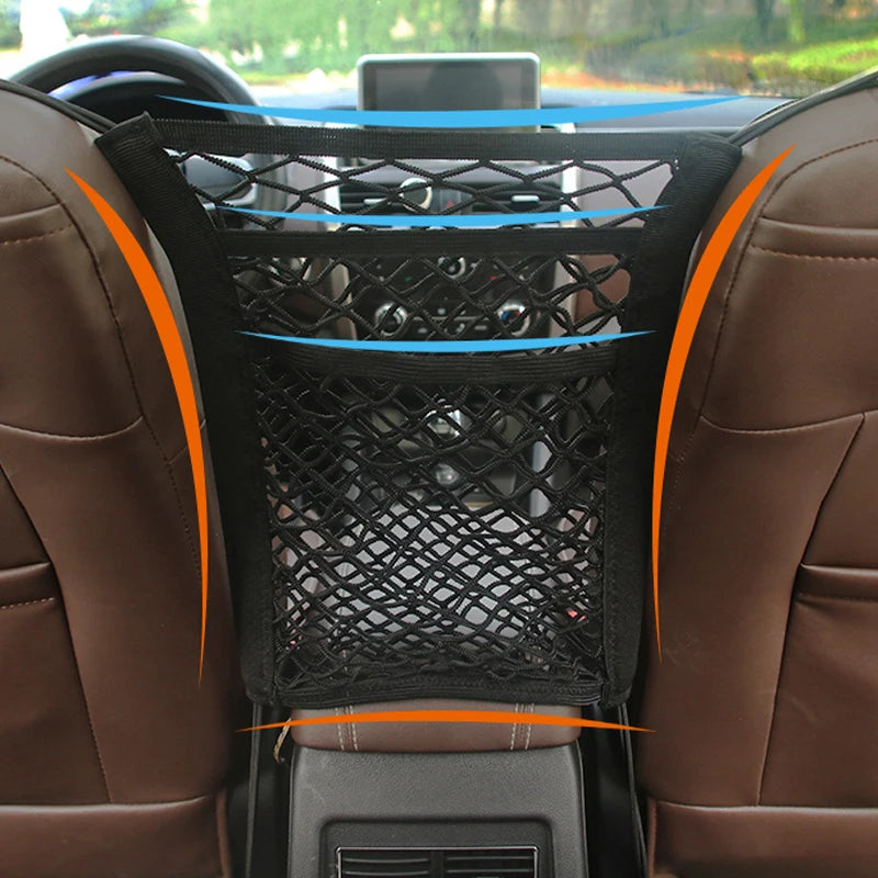 Stretchy Car Seat Pet Barrier Net with Storage Pocket for Dogs