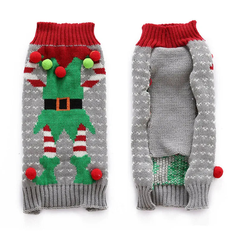 Christmas Dog Sweater, Winter Warm Xmas Outfit for Dogs