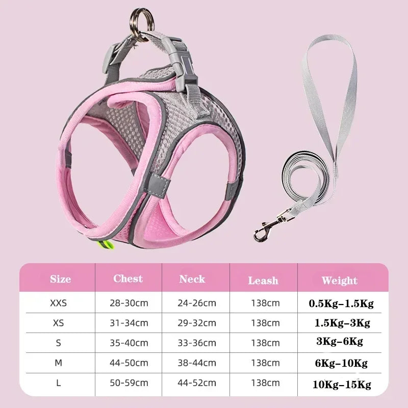 Adjustable Harness and Leash Set for Small Dogs, Puppies & Cats