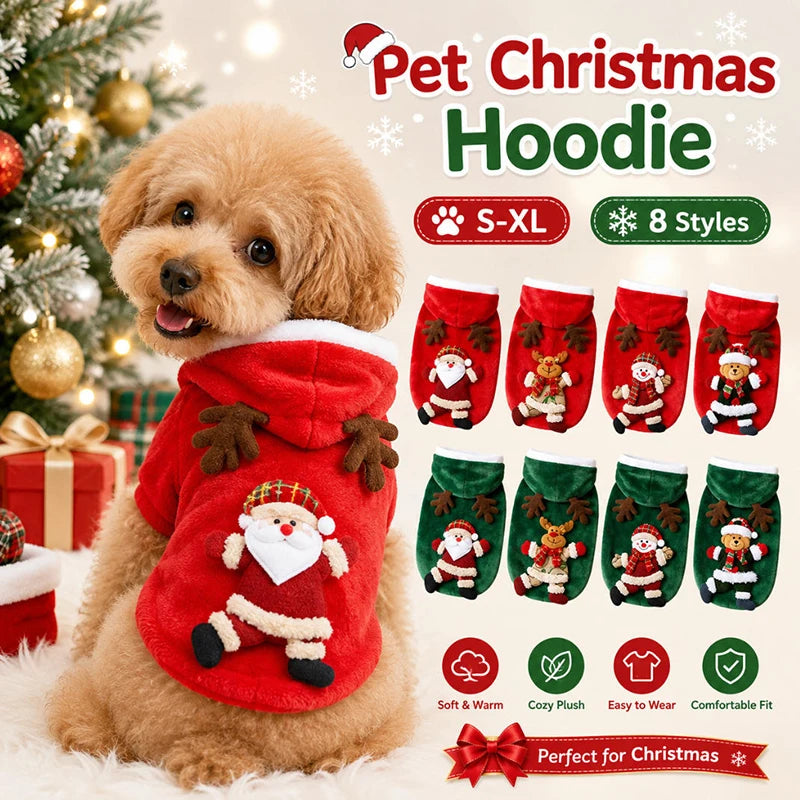 Christmas Flannel Pet Hoodie for Small & Medium Dogs and Cats