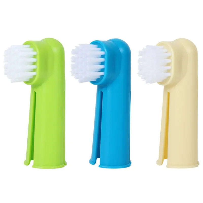 3-Piece Pet Toothbrush Set, Finger & Dual-Head Brushes for Dogs & Cats