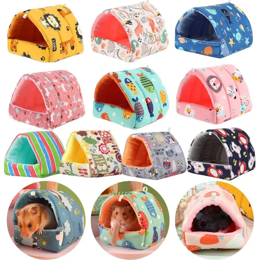 Cute Cartoon Guinea Pig Bed Nest, Warm Plush Small Animal House