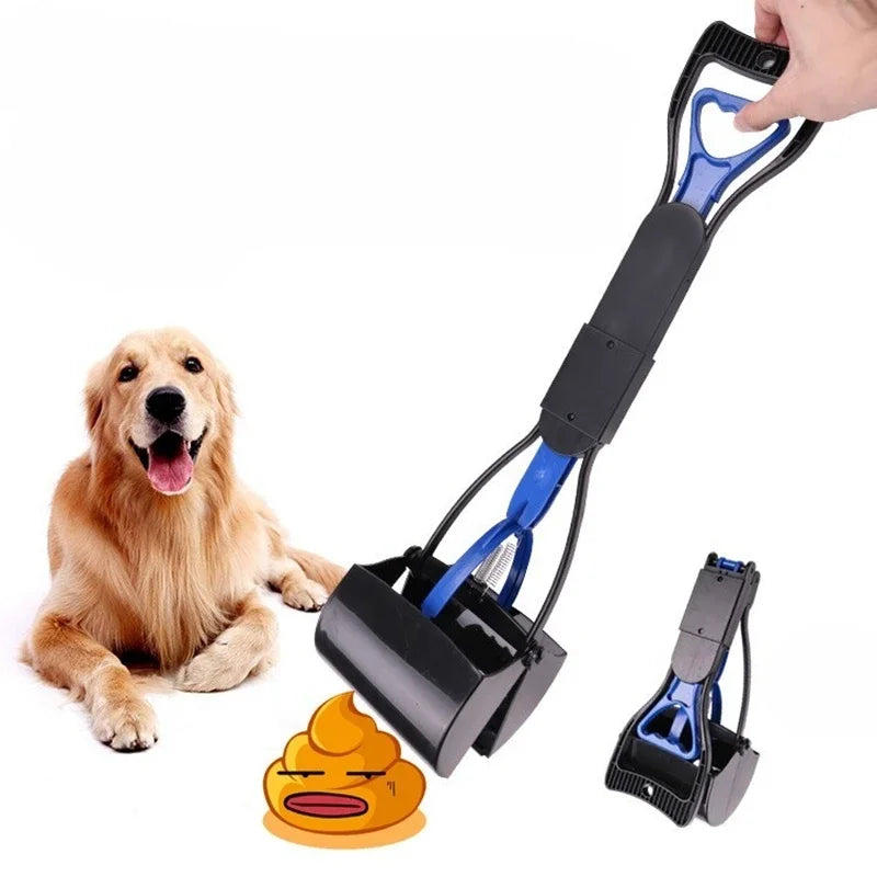Long-Handle Foldable Dog Pooper Scooper with Jaw Clamp Pickup