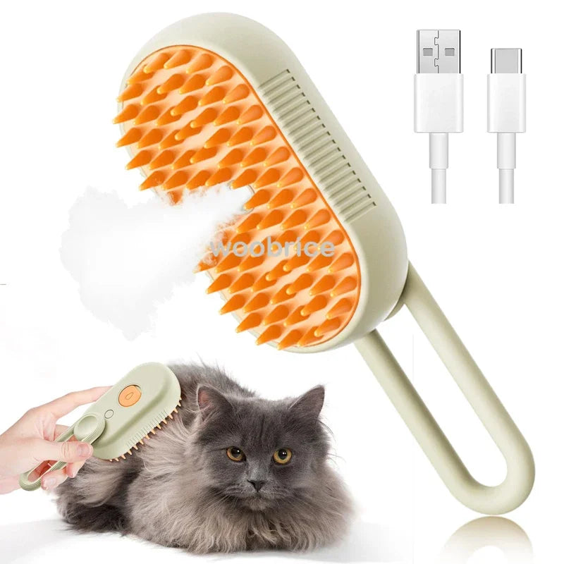 3-in-1 Electric Steam Grooming Brush for Dogs & Cats, Detangling