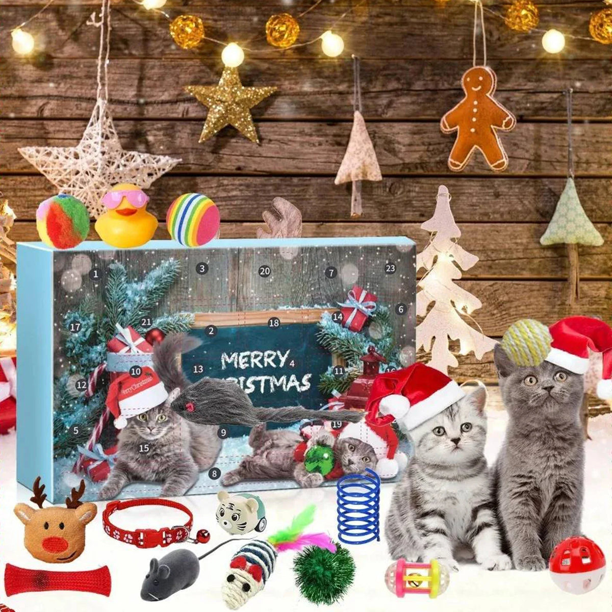 Christmas Cat Toy Blind Box Set 24 Pieces Pet Kitten Surprise