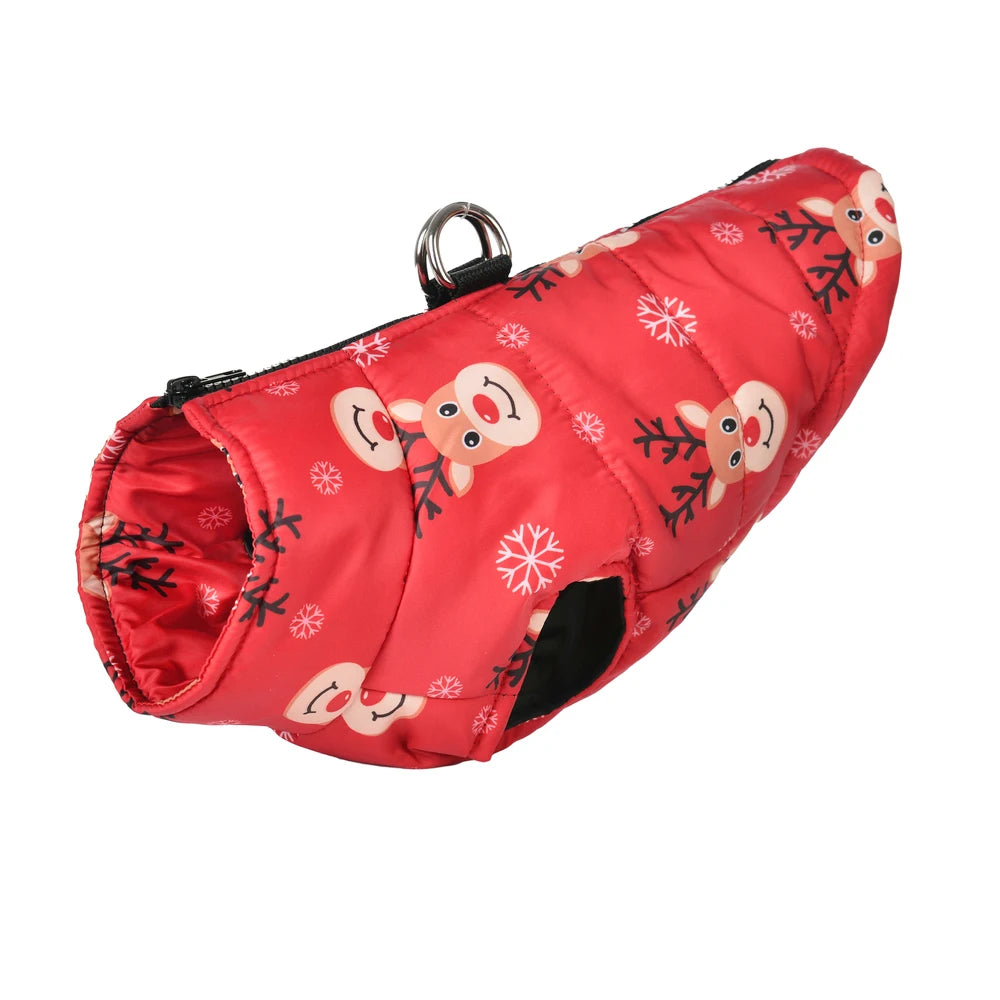 Christmas Snowman Print Dog Jacket for Small & Medium Dogs