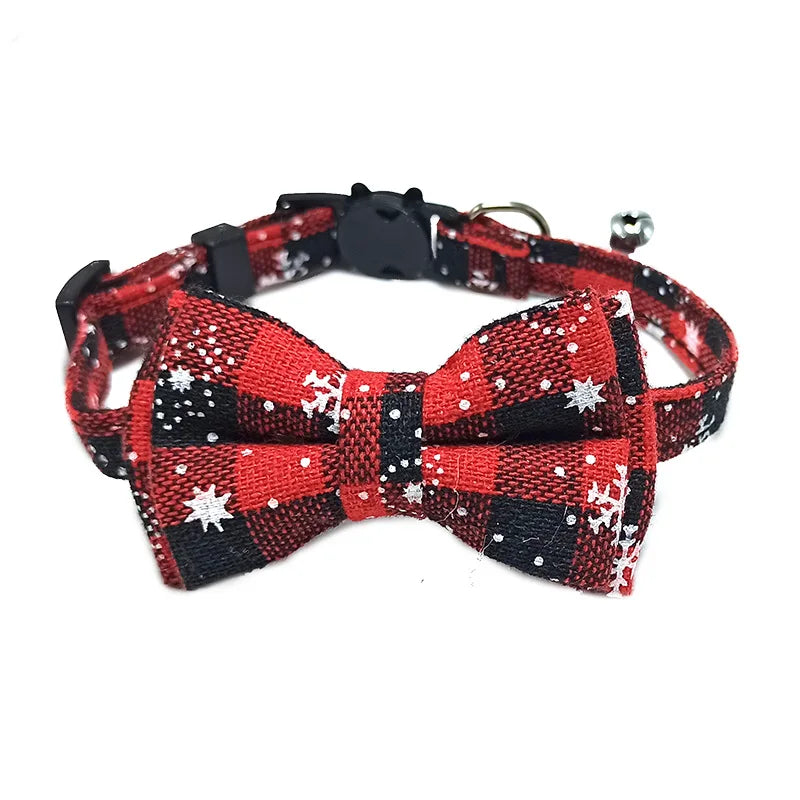 Christmas Plaid Bow Tie Breakaway Collar with Bell for Cats & Dogs