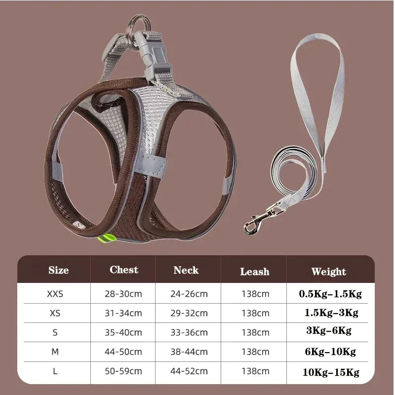 Adjustable Harness and Leash Set for Small Dogs, Puppies & Cats