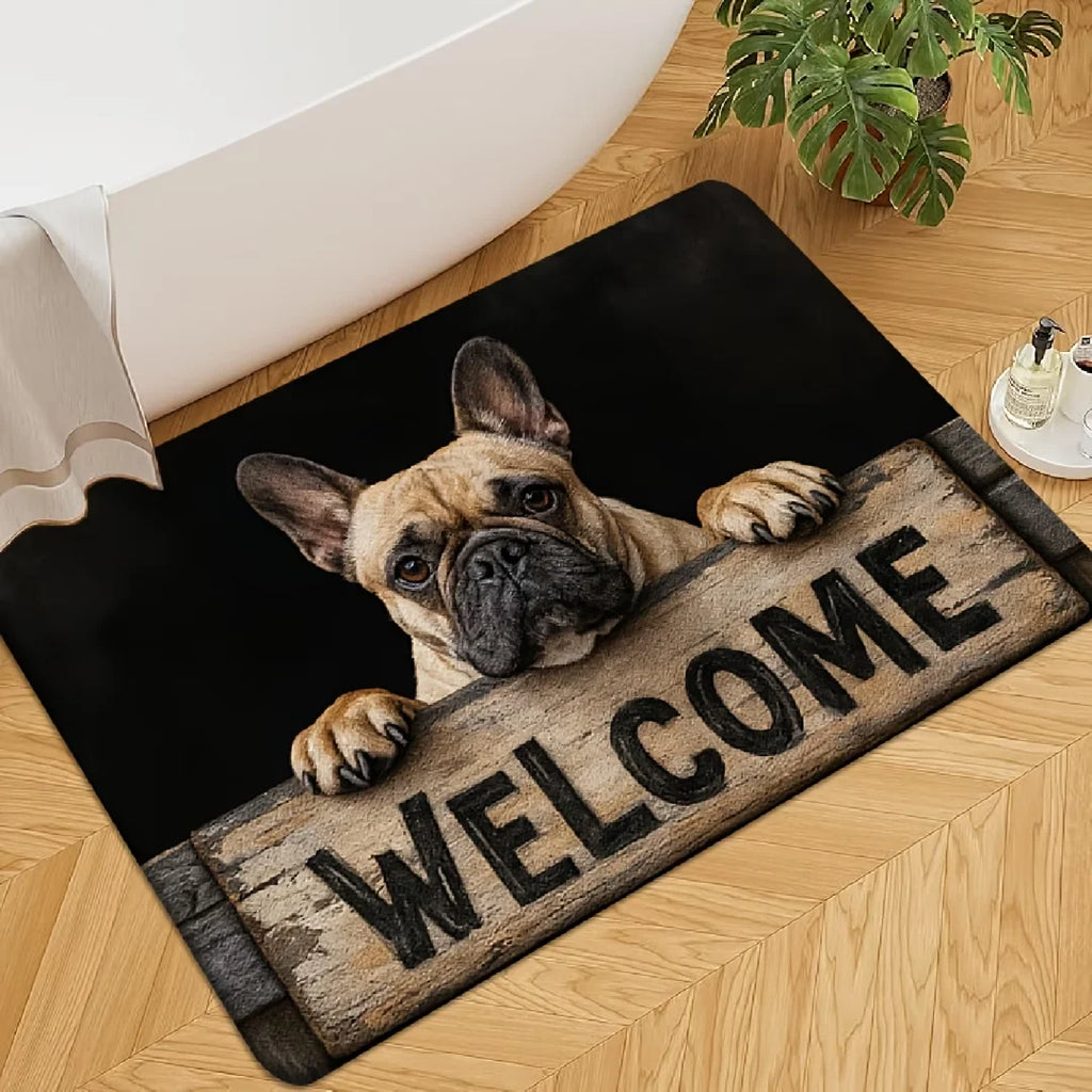 French Bulldog Print Doormat, Non-Slip Washable Floor Mat