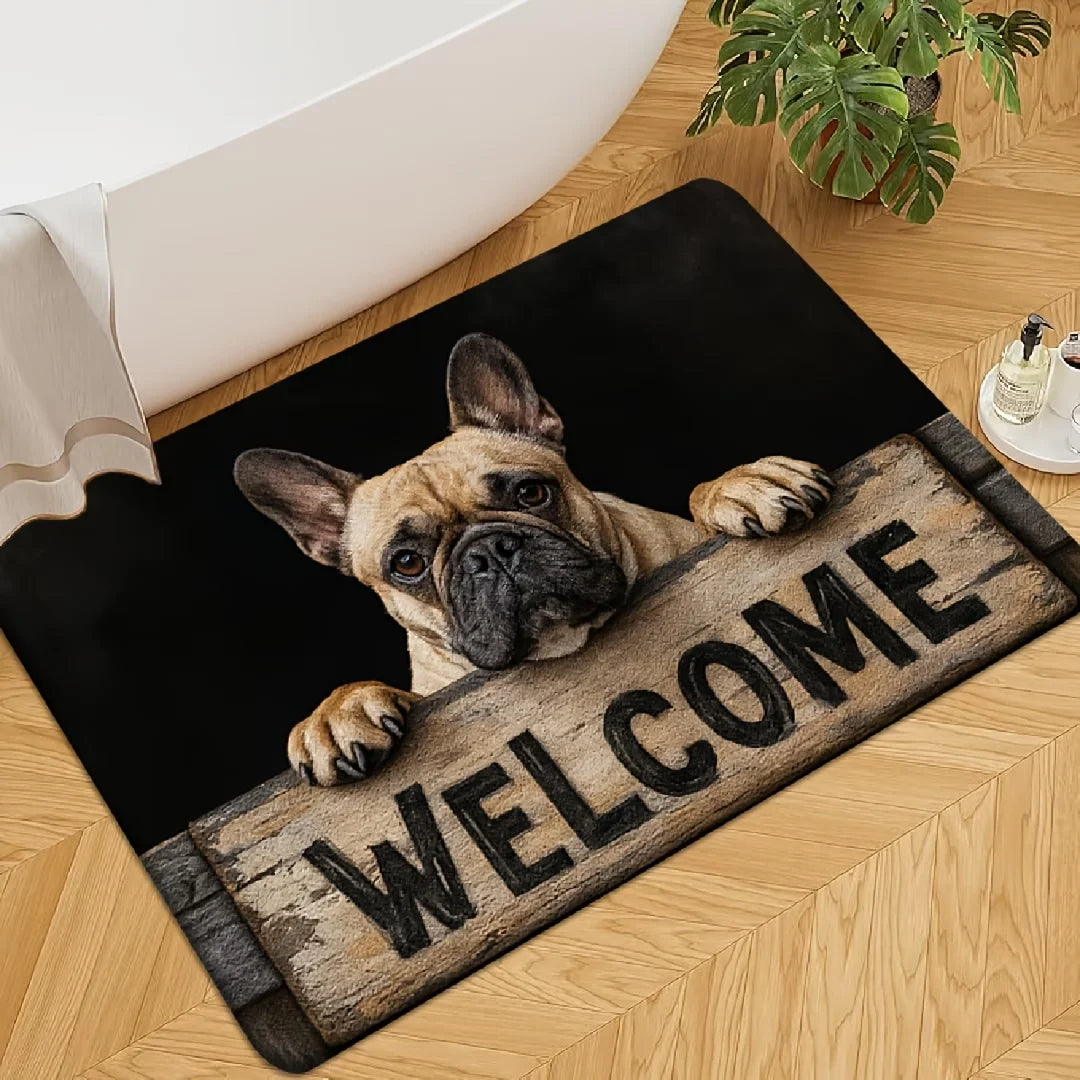 French Bulldog Print Doormat, Non-Slip Washable Floor Mat