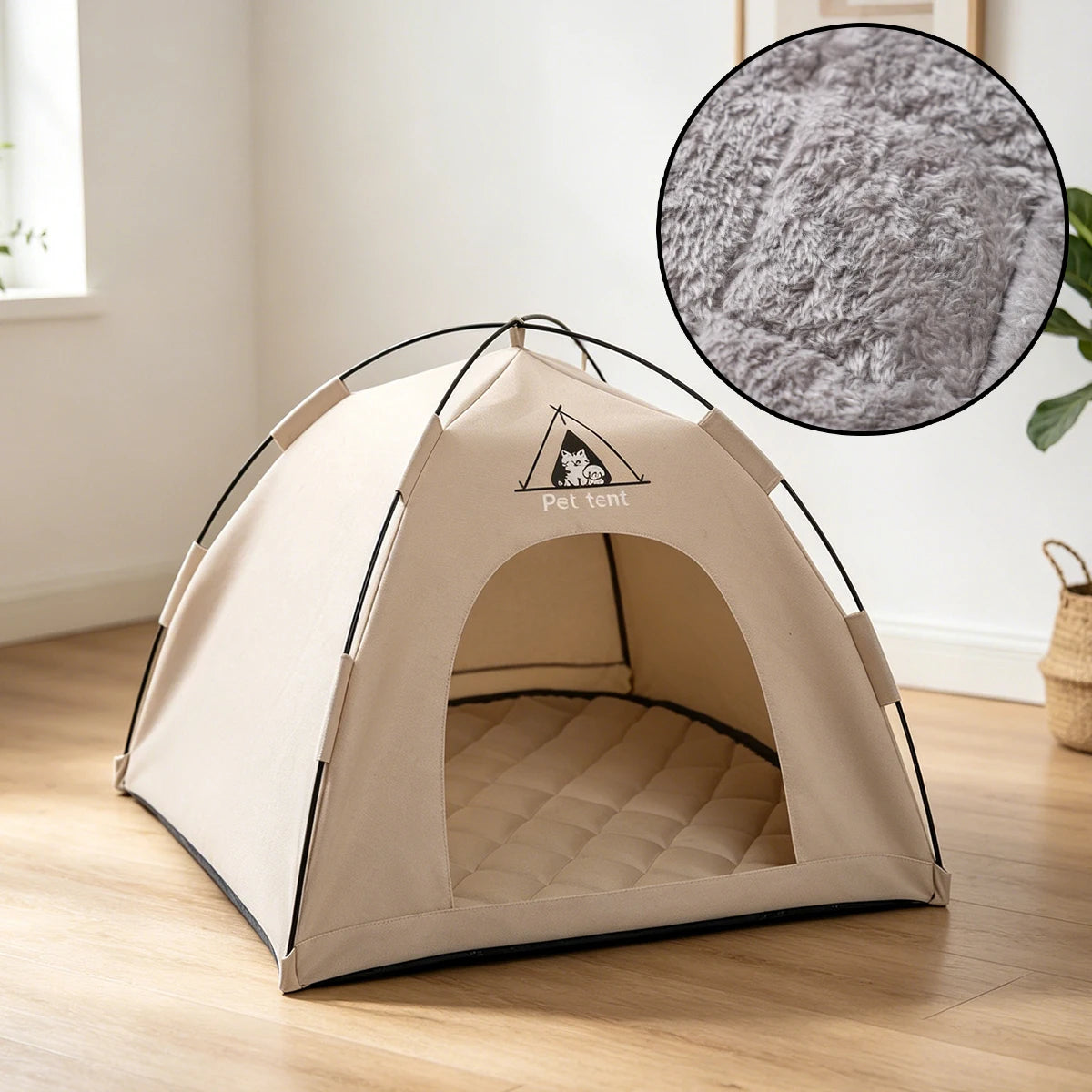 Waterproof Teepee Tent Bed for Dogs & Cats, Washable Indoor/Outdoor