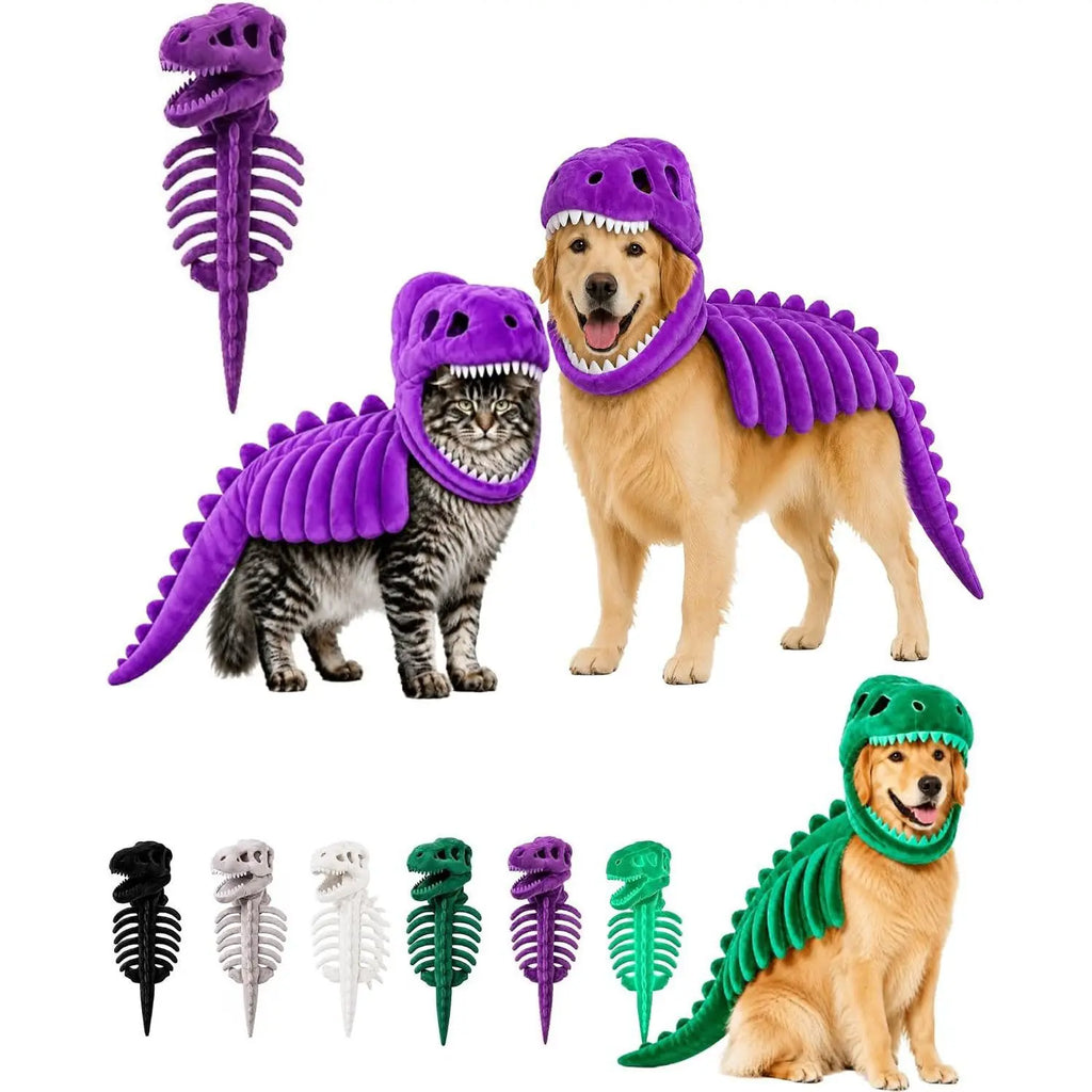 Funny Dinosaur Skeleton Pet Costume for Dogs and Cats Halloween