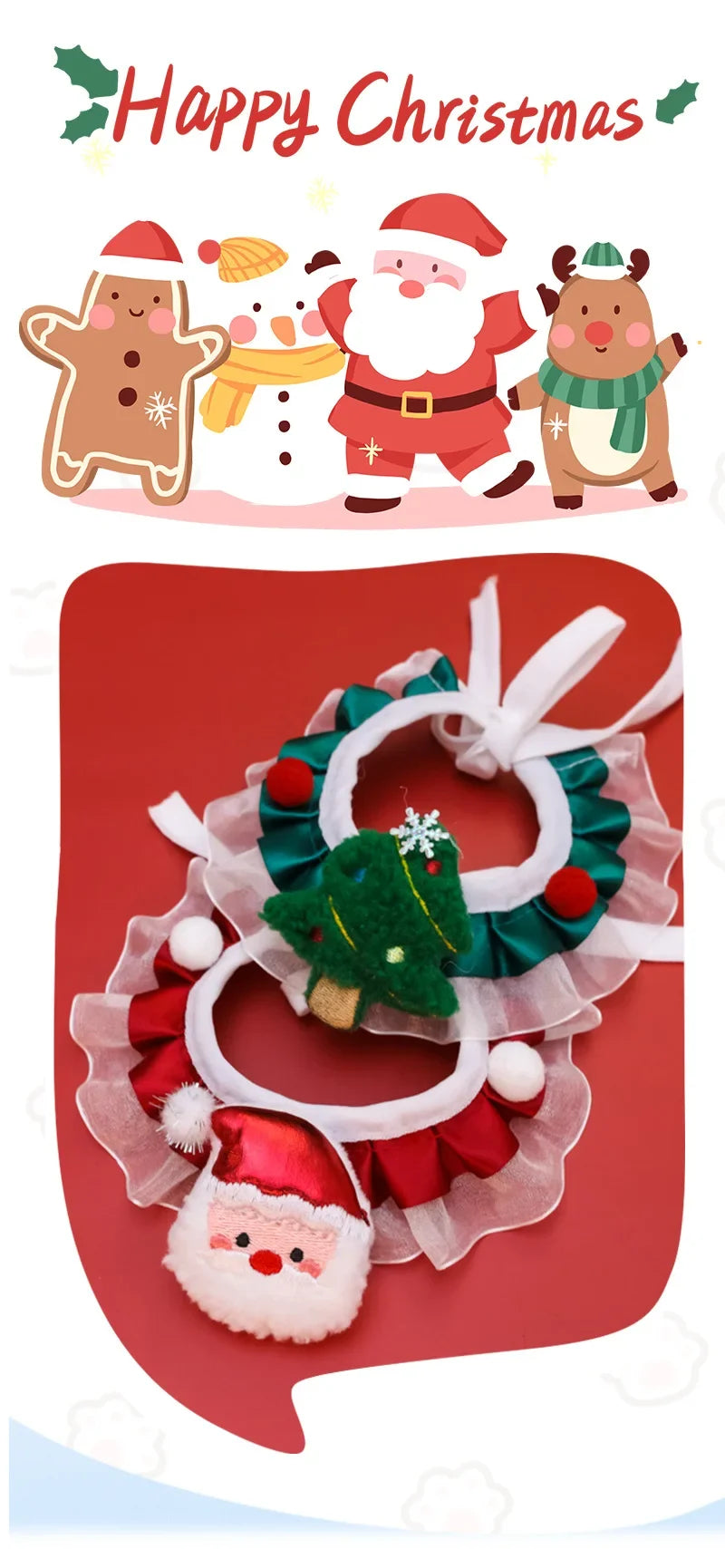 Christmas Pet Collar Bandana, Festive Holiday Dog & Cat