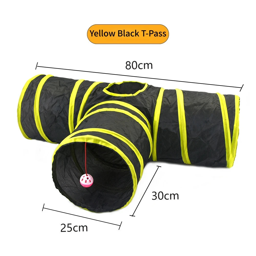 Foldable Cat Play Tunnel, Crinkle Peek-a-Boo Tube Toy