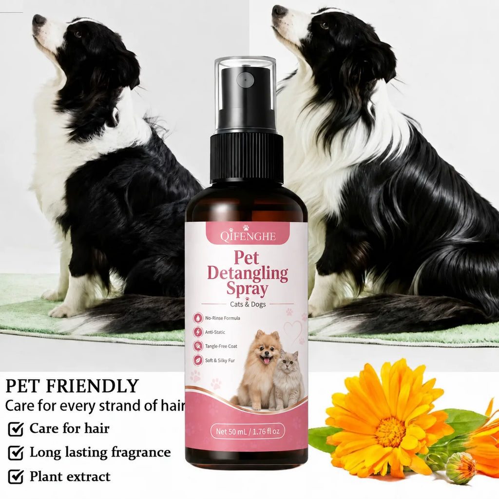 No-Rinse Pet Detangler Spray for Dogs and Cats, Mat and Knot Remover