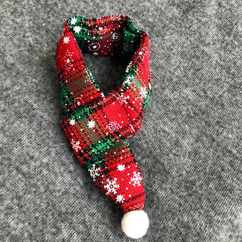 Christmas Plaid Snowflake Tie Bib for Dogs with Bell