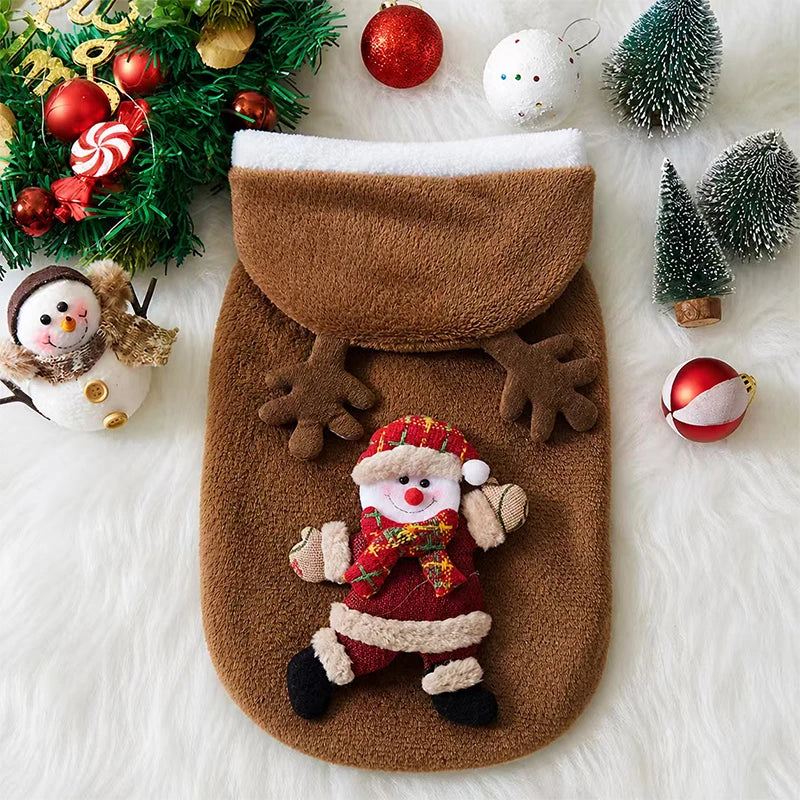 Christmas Flannel Pet Hoodie for Small & Medium Dogs and Cats