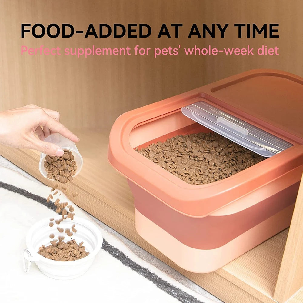 Collapsible Airtight Pet Food Storage Container with Lid, 13-33 lb