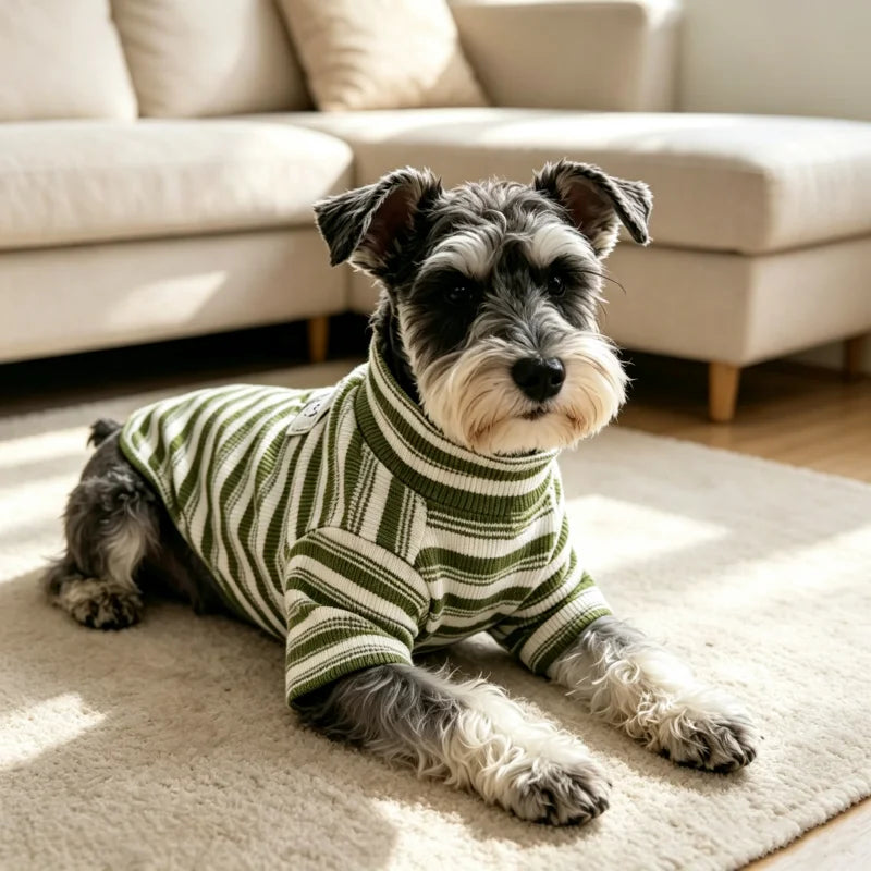 Striped Fleece Dog Vest, Soft Warm Fall Shirt for Small Dogs & Cats