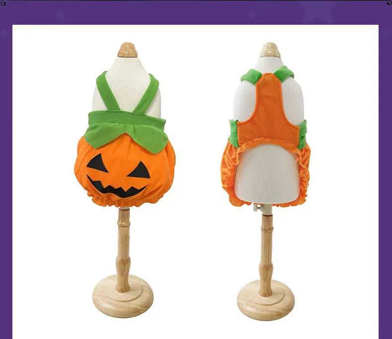 Halloween Pumpkin Overall Costume Dress for Small Dogs & Cats