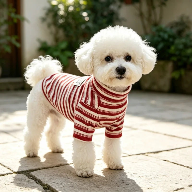 Striped Fleece Dog Vest, Soft Warm Fall Shirt for Small Dogs & Cats