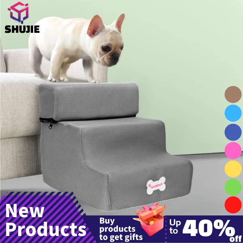 3-Step Anti-Slip Pet Stairs for Small Dogs and Cats to Bed