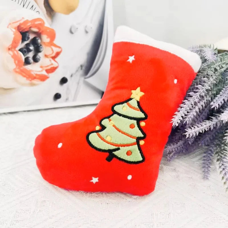 Christmas Squeaky Plush Stocking Dog Toy