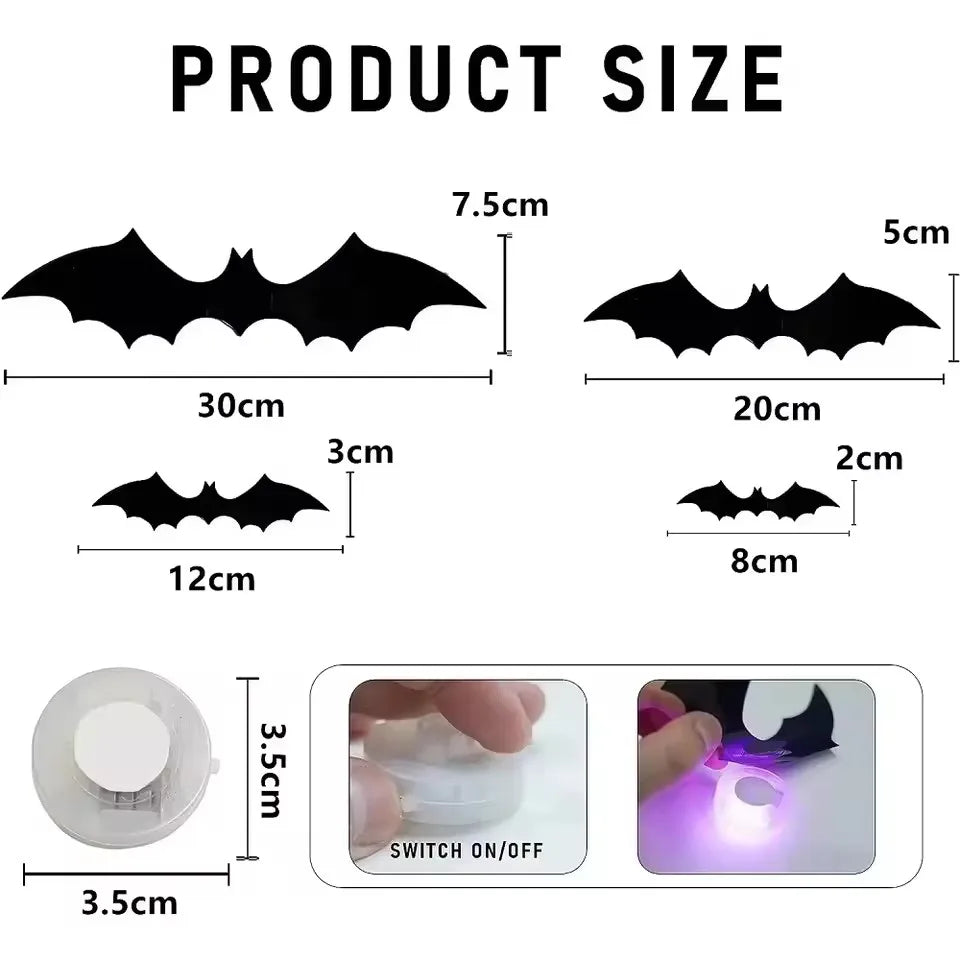 3D Bat Halloween LED Night Light Wall Decor