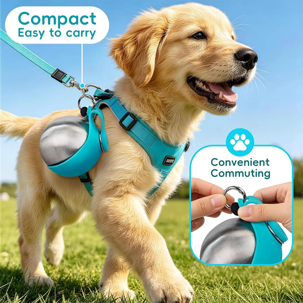 2 in 1 Portable Dog Water Bottle with Silicone Bowl, No-Spill Travel
