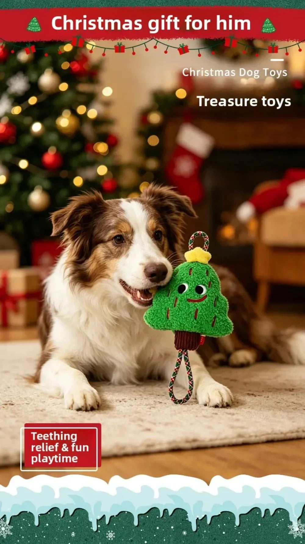 Interactive Christmas Dog Toy Pet Toy Sound Making Chew Proof