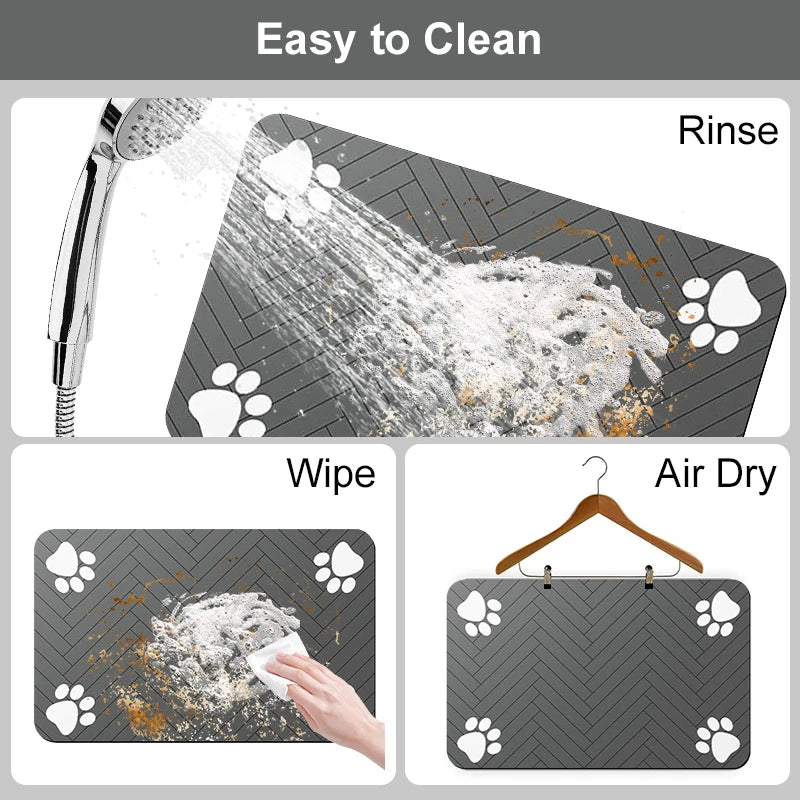 Absorbent Pet Feeding Mat with Waterproof Rubber Back