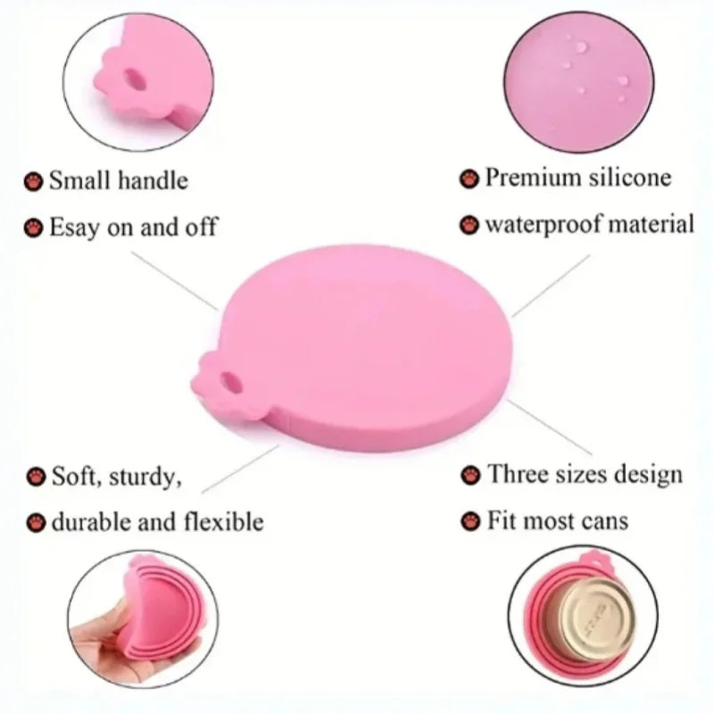 Silicone Pet Food Can Covers with Spoon, 2-Pack Reusable Lids