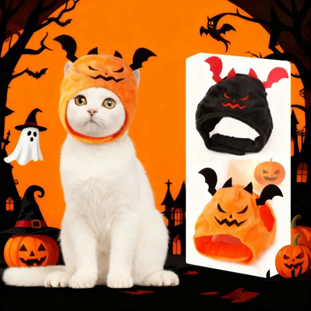 Halloween Pumpkin Bat Headgear Costume Hat for Dogs & Cats