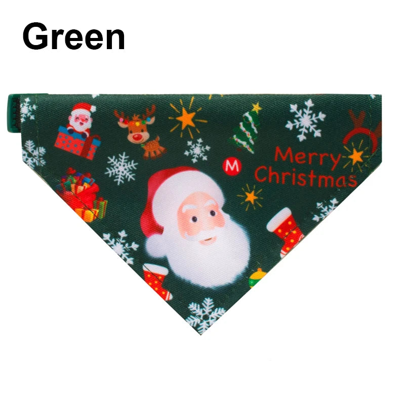 Christmas Santa Pet Bandana, Cotton Holiday Scarf Bib for Dogs & Cats
