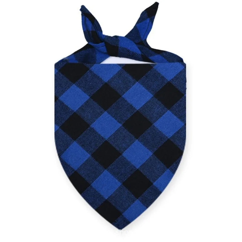 Plaid Fall Dog Bandana, Washable Cotton Bow Tie Collar Scarf