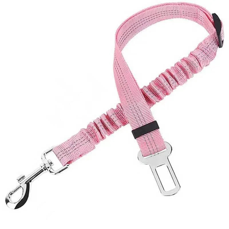 Adjustable Dog Car Seat Belt with Reflective Strip & Bungee