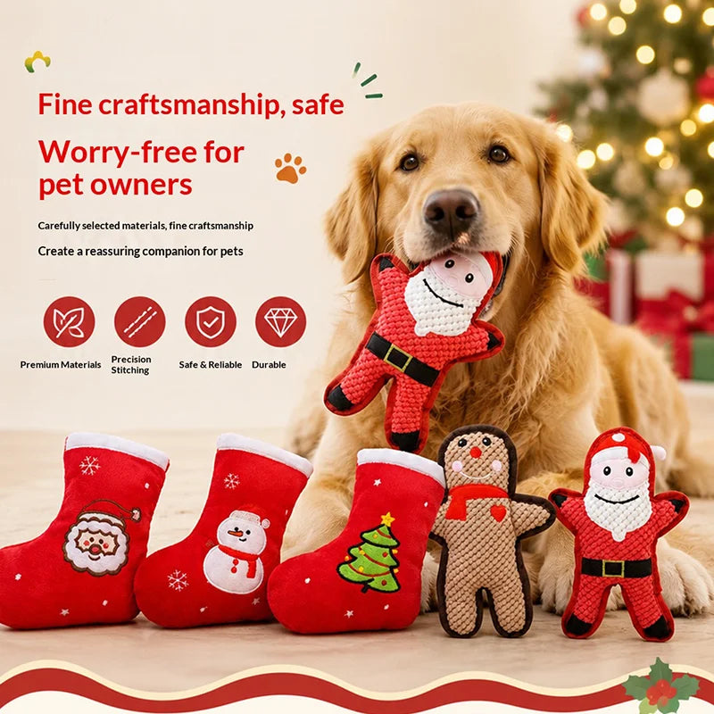 Christmas Stocking Plush Squeaky Dog Toy, Durable Chew Toy