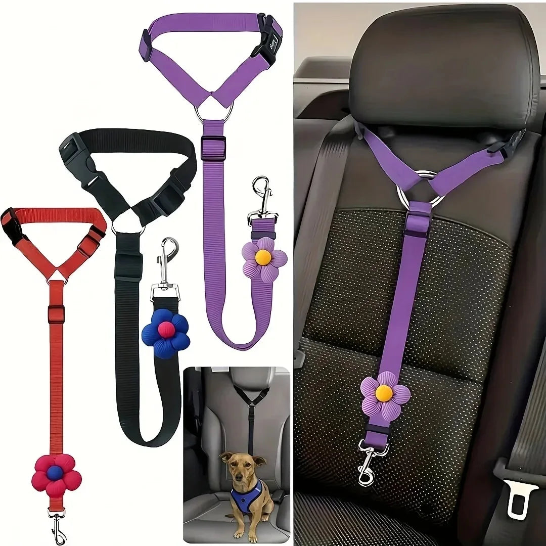 Adjustable Dog Car Seat Belt Tether for Safe Vehicle Travel