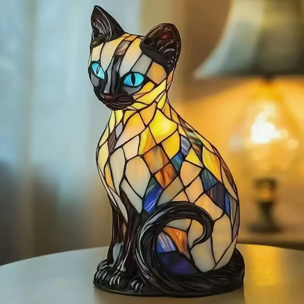 Vintage 3D Resin Cat Lamp, LED Nightlight Decor for Cat Lovers