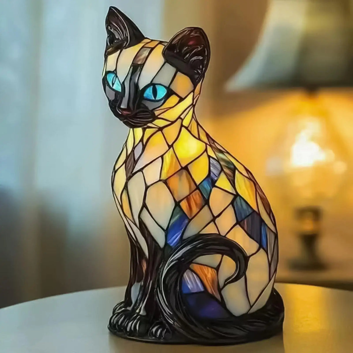 Vintage 3D Resin Cat Lamp, LED Nightlight Decor for Cat Lovers