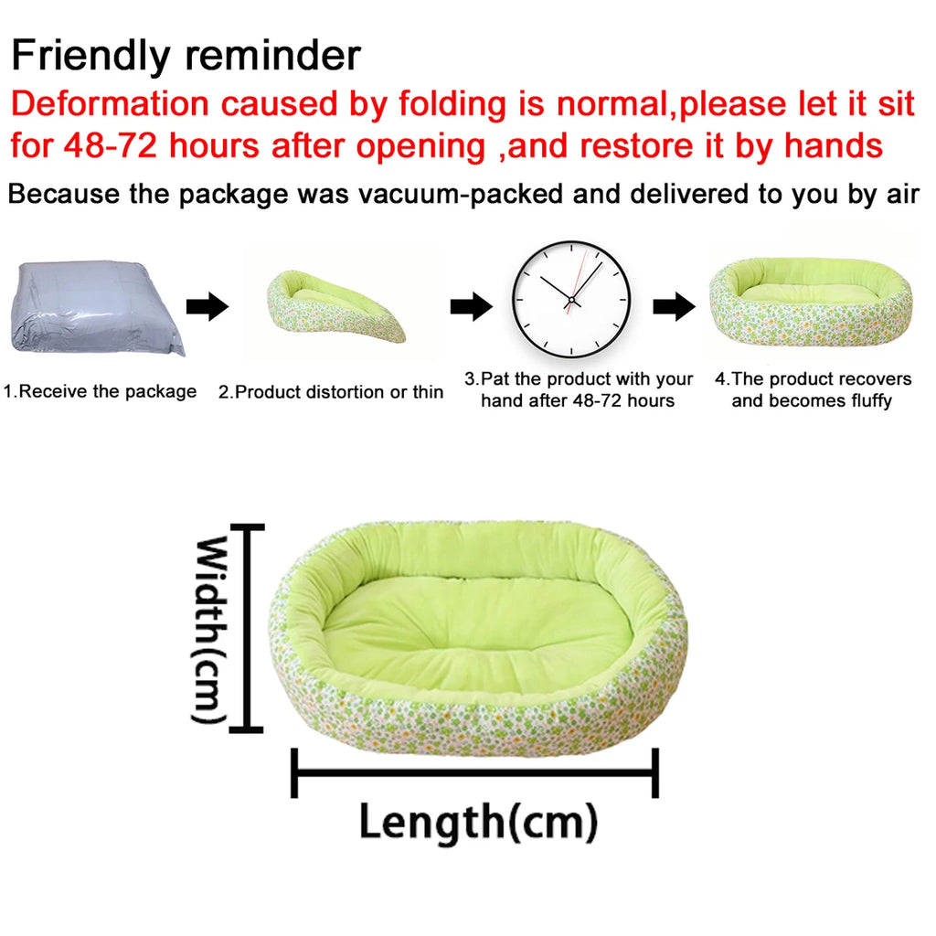 Floral All-Season Dog Bed – Soft Cushion Pad for Small Dogs & Cats